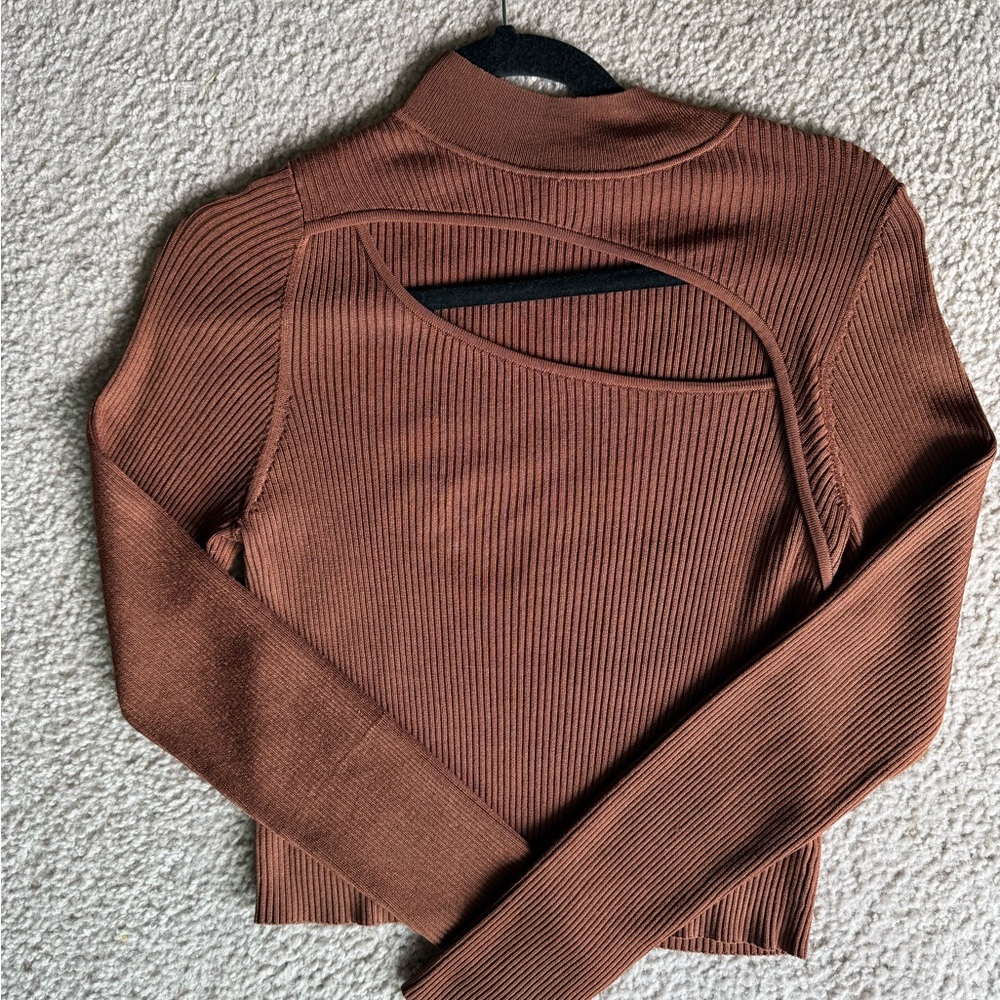 Aritzia Babaton Brown Long Sleeve Top